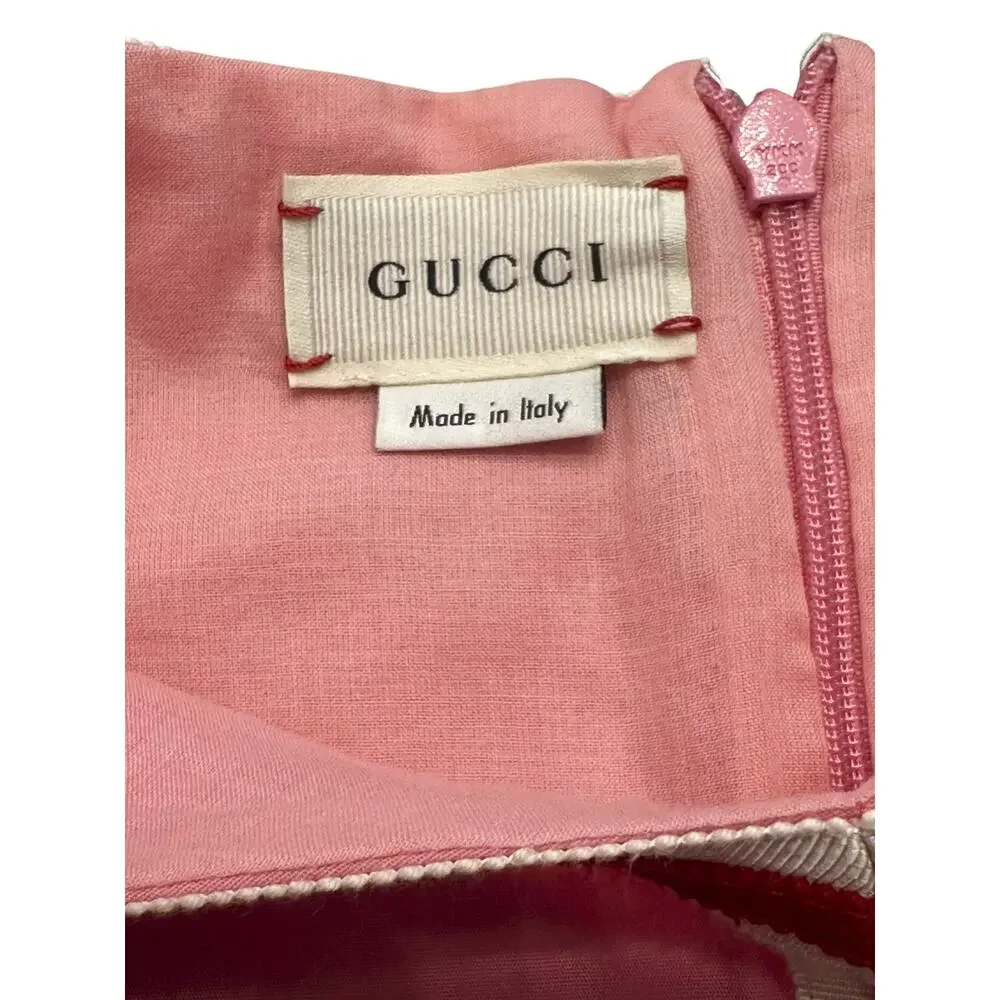 Gucci Girls Pink Pleated Cotton Poplin Dress Sleeveless Size 12Y Italy